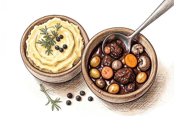 Бёф бургиньон с картофельным пюре