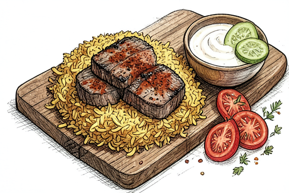 Ливанский шаурма из говядины с рисом