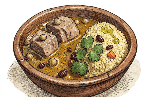 Марокканское тажин из баранины с кускусом