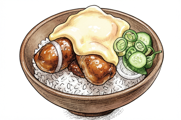 Оякодон с рисом и салатом из огурца