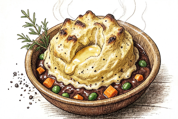 Пастуший пирог с бараньим фаршем и картофельным пюре